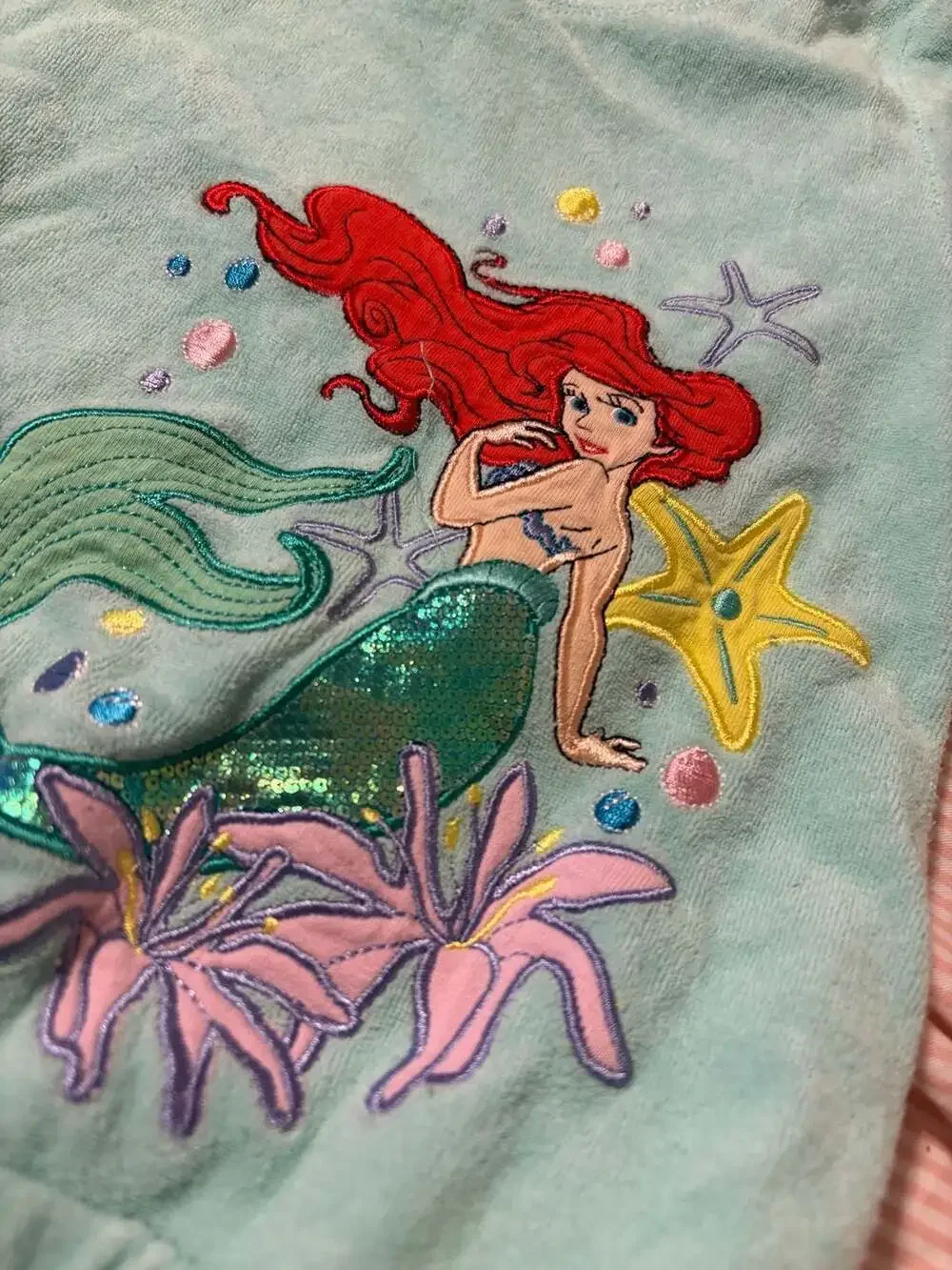 Disney Store The Little Mermaid Ariel Girls Terry Cloth Swim Cover-Up Size 7/8
